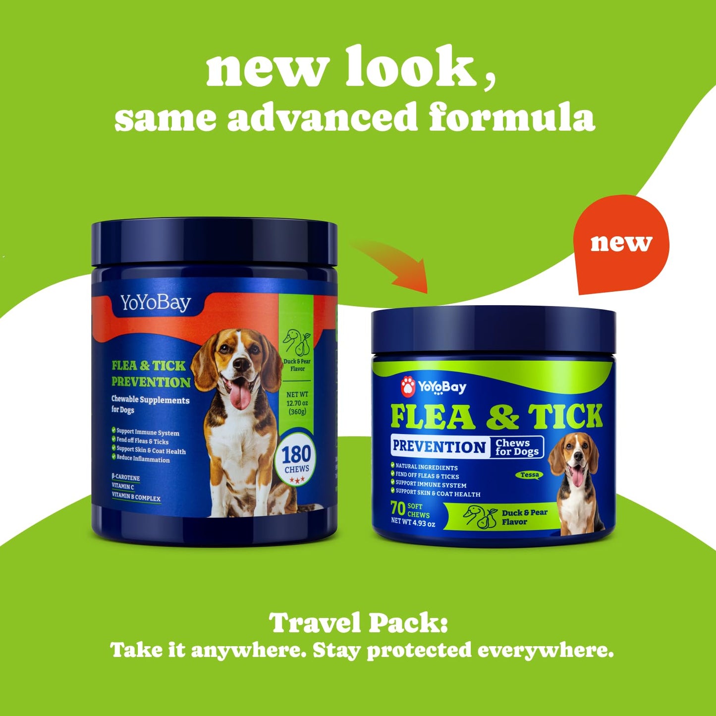 犬用ノミ・ダニ予防チュアブル - ソフトチュアブル70粒、ダック&洋ナシ風味