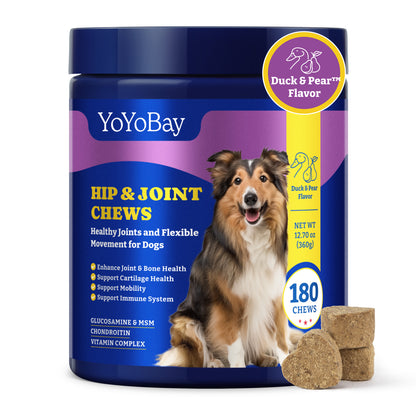 犬用股関節・関節サプリメント、ソフトチュー180粒、ダック＆洋ナシ風味