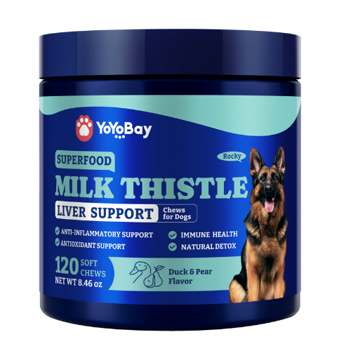 ミルクシスル 肝臓サポート 犬用チュー - ダック＆洋ナシ風味 - 120粒