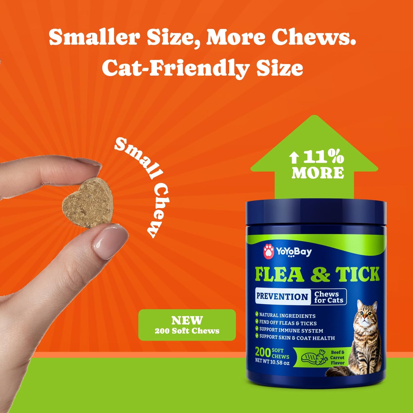 猫用ノミ・ダニ予防 - 2種類のフレーバー、ソフトチュー200個