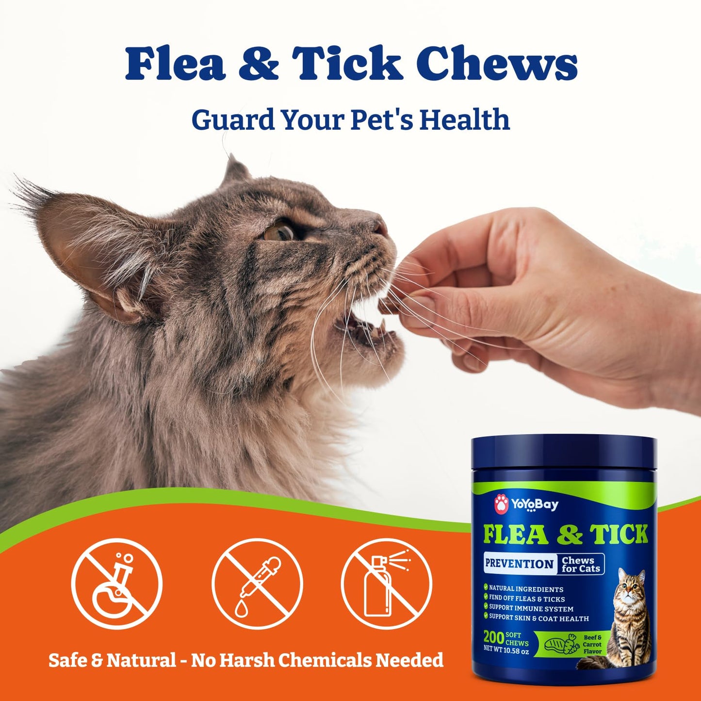 猫用ノミ・ダニ予防 - 2種類のフレーバー、ソフトチュー200個