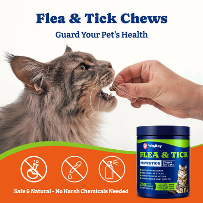 猫用ノミ・ダニ予防 - 2種類のフレーバー、ソフトチュー200個