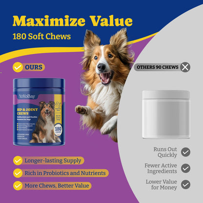 犬用股関節・関節サプリメント、ソフトチュー180粒、ダック＆洋ナシ風味