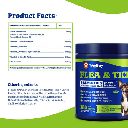 犬用ノミ・ダニ予防チュアブル、3種類のフレーバー、ソフトチュアブル180粒