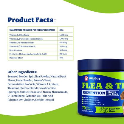 犬用ノミ・ダニ予防チュアブル - ソフトチュアブル70粒、ダック＆洋ナシ風味