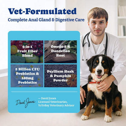 スクート ストッパー 犬用ソフトチュー 腸の健康、便秘とガスの緩和 プレバイオティクス＆プロバイオティクス配合 ダック＆洋梨風味 180粒