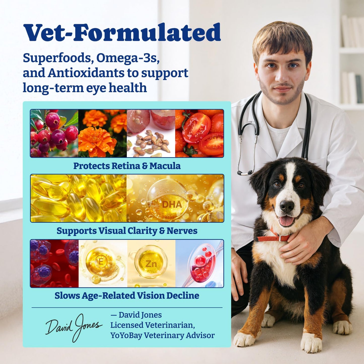 犬用アイサプリメント - ソフトチュアブル120粒、犬用アイビタミン - ダック＆洋ナシ風味