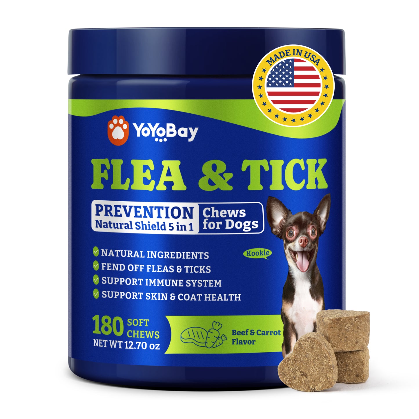 犬用ノミ・ダニ予防チュアブル、3種類のフレーバー、ソフトチュアブル180粒