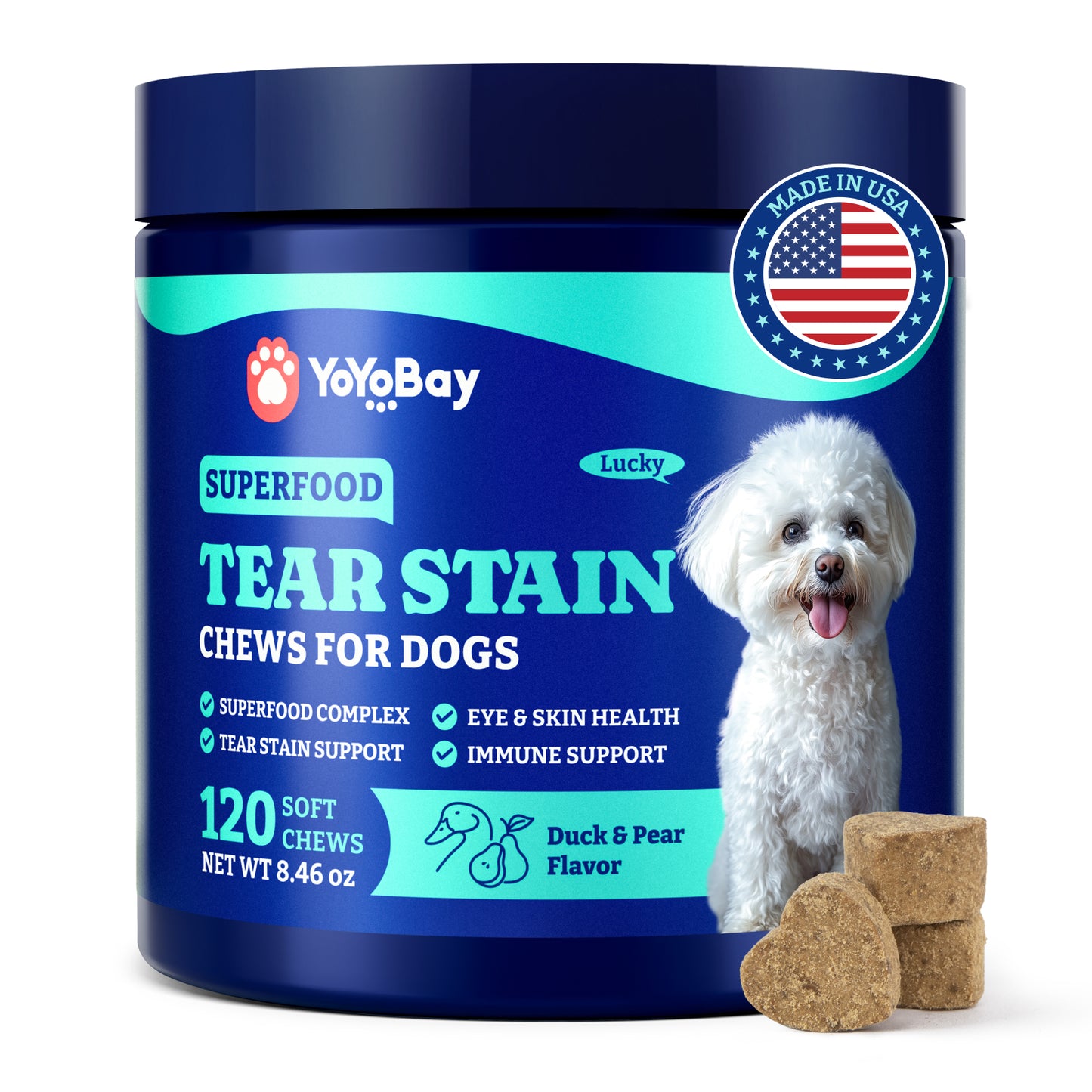 犬用涙やけ対策ソフトチュー 120個入り ダック＆洋梨風味