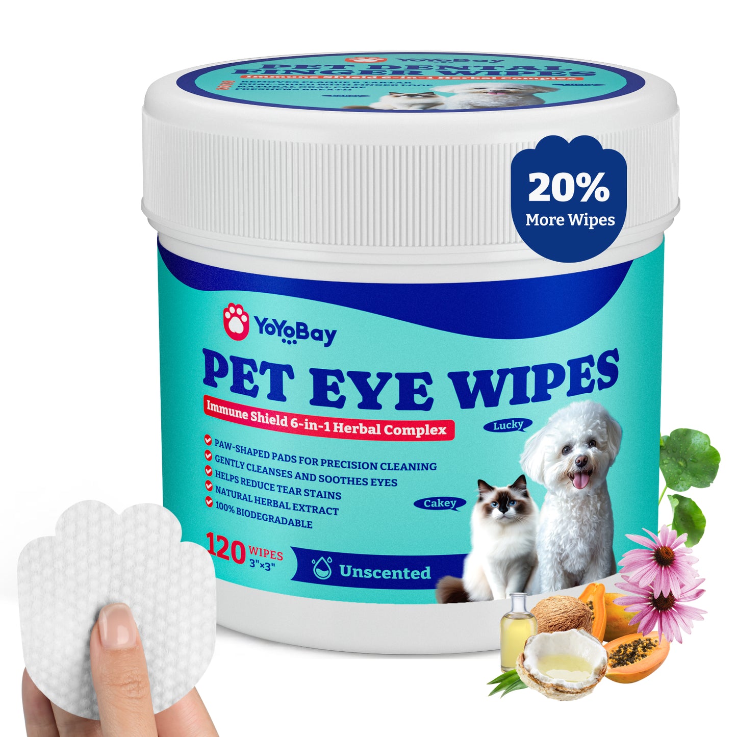 犬用涙やけ除去シート（生分解性）120枚入り